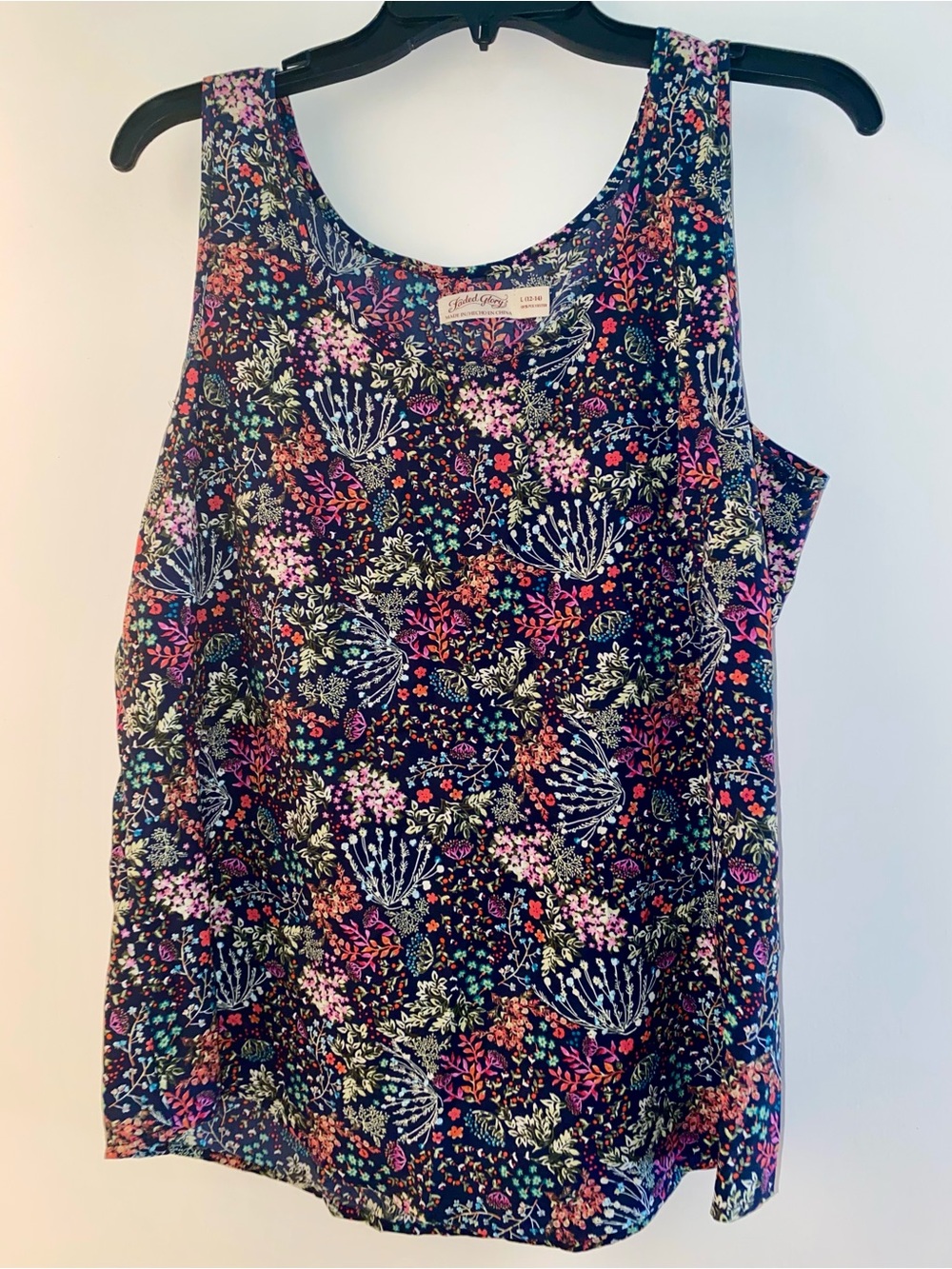 Floral Sleeveless Tank Top - Navy Multi